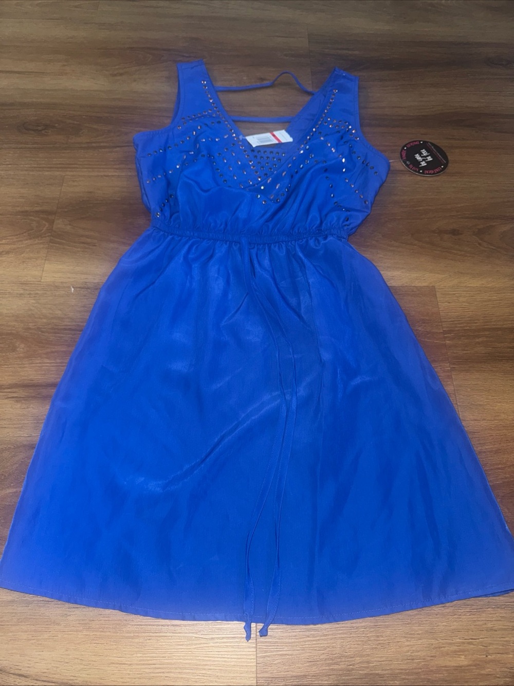 BeBop Royal Blue Ruffle Front Elastic Waist Pockets Dress Women's Size XS